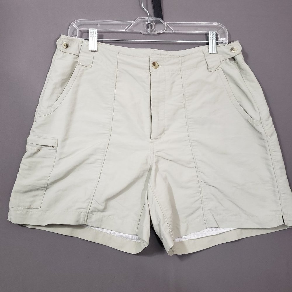 Columbia PFG Omni-Shade Women's Khaki Shorts Size MediumActivewear Fishing Nylon